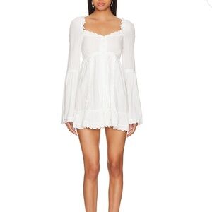 FRANKIES BIKINIS white sunflower mini long sleeve dress SOLD OUT EVERYWHERE NWT